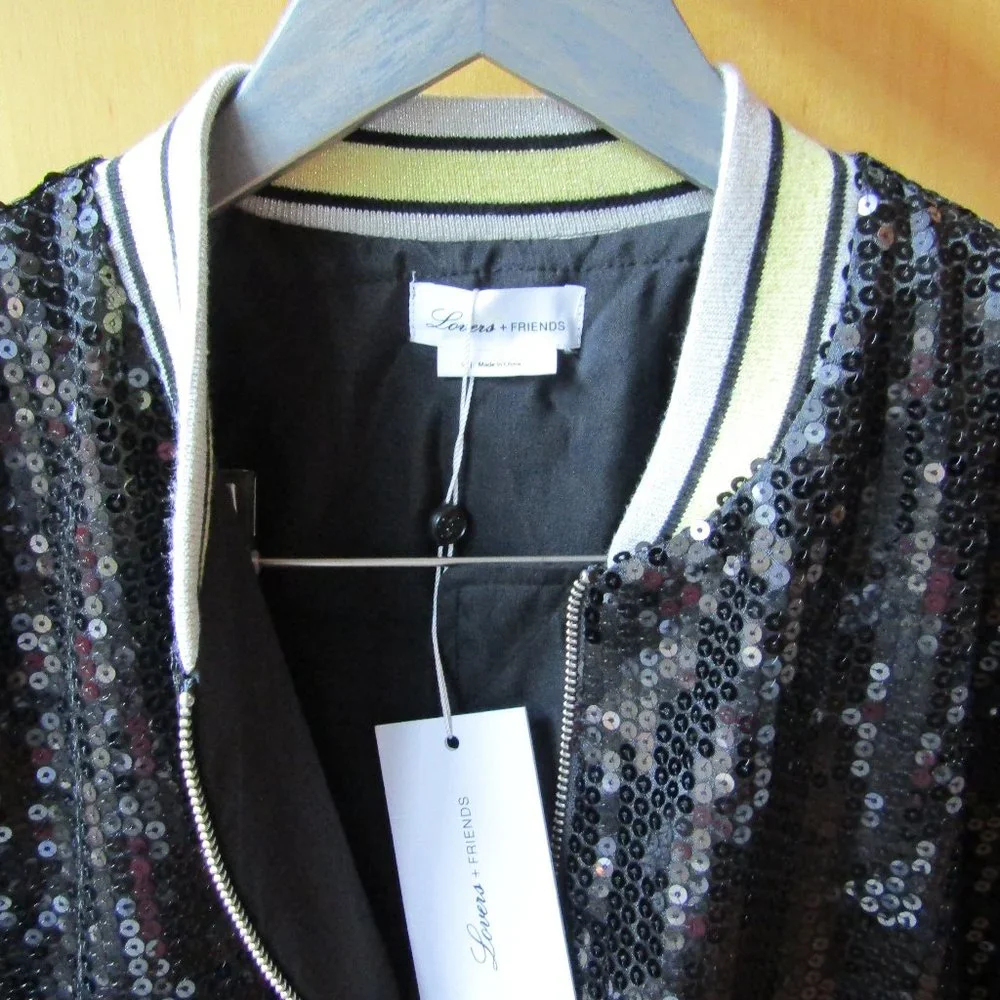 Lovers + Friends Ryder Bomber Sequin Jacket